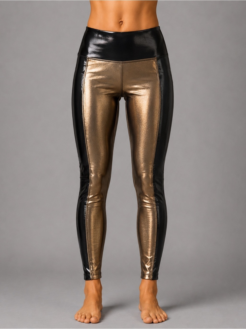 JOY LAB S Black Brown METALLIC LONG Work Out, Gym Leggings Yoga Pants